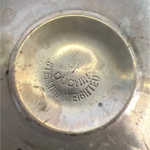 Vintage Duchin Sterling Weighted Silver Base Etched Glass Bud Vase - Picture 4 of 4